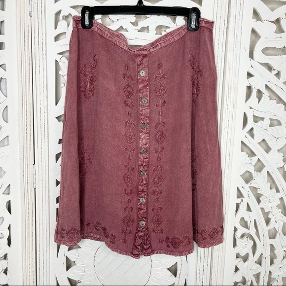 Soft Surroundings Dresses & Skirts - Soft Surroundings Mauve Embroidered A-line Skirt